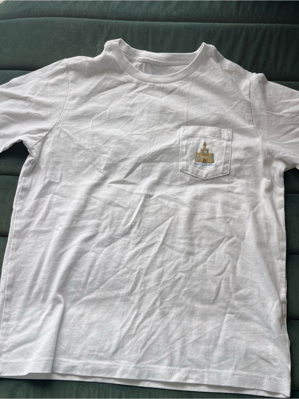 Vineyard Vines White Short Sleeve Pocket Tee with Castle Graphic